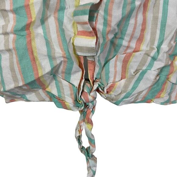 Foxcroft Womens Fox Croft Striped Linen Sleeveless Tie Front Button Up Top 24W - Picture 6 of 16